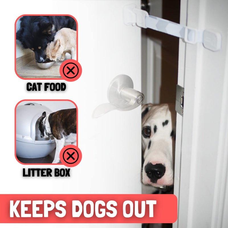 Door Buddy Pet Door Latch for Cats. Adjustable Cat Door Strap. Dog Proof Litter Box & Feeding Station Without Pet Gate. Most Customizable Cat Door Holder for Interior Door. (1, Caramel Strap) - Image 3